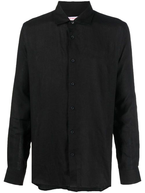Giles long-sleeve linen shirt - Black