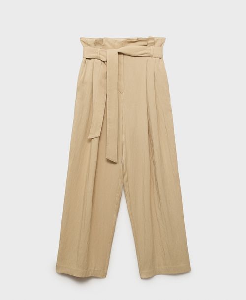 Women's Lyocell Paper bag Pants - Beige