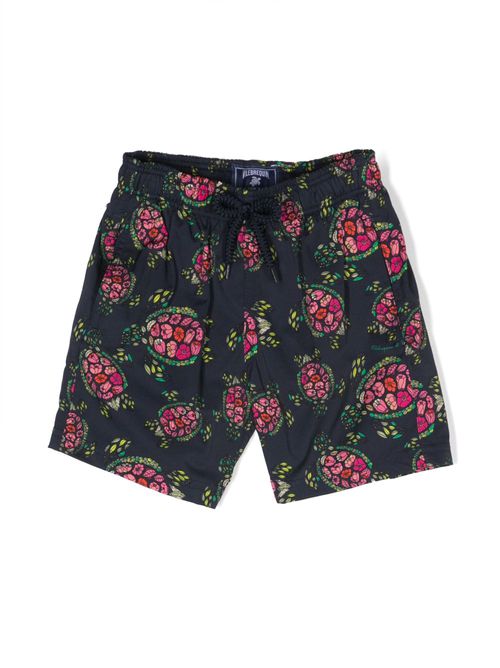 Floral-print drawstring swimming shorts - Blue