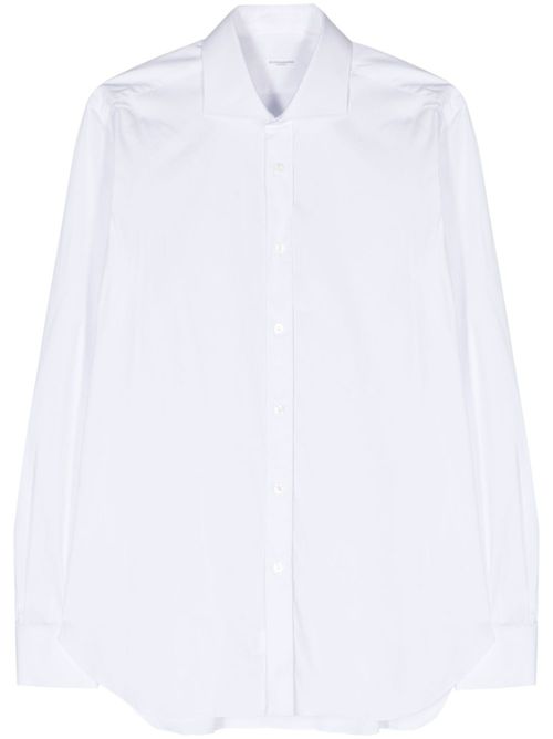 Spread-collar cotton-blend shirt - White