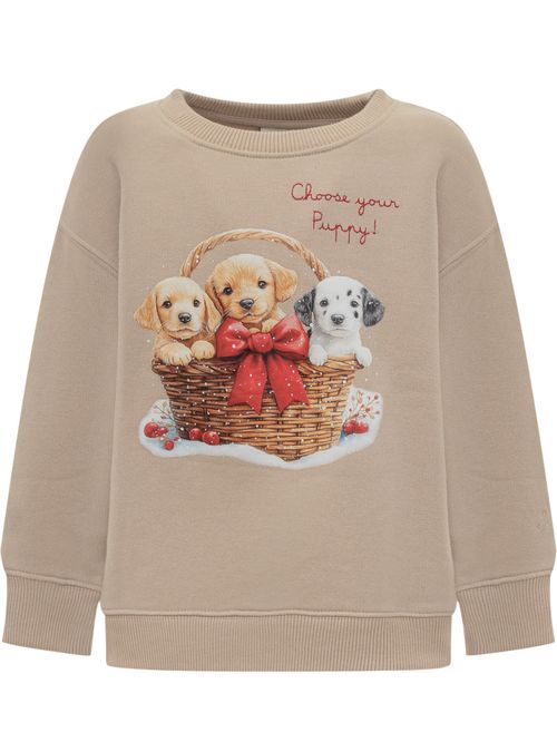 Girls Beige Graphic Sweatshirt