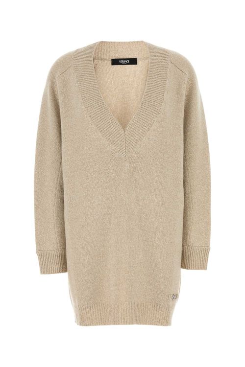 Melange Beige Wool Blend Sweater Dress
