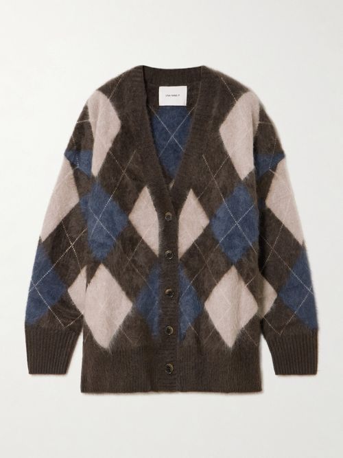 Elaria Argyle Brushed Cashmere-jacquard Cardigan - Brown