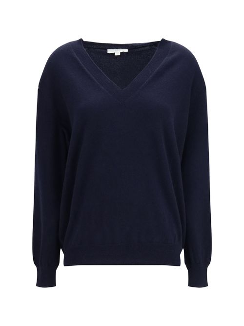 Cashmere V-Neck Sweater — Navy