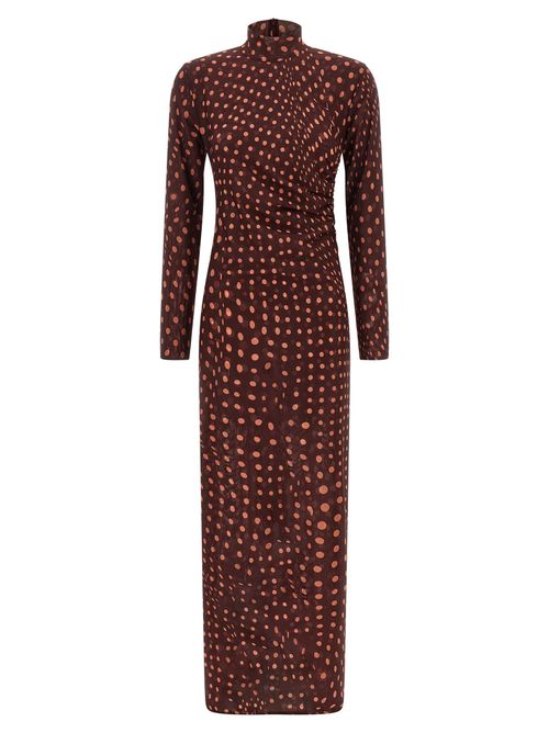 Polka Dot Mesh Dress — Burgundy