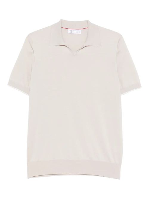 Knitted Cotton Polo Shirt — Cream