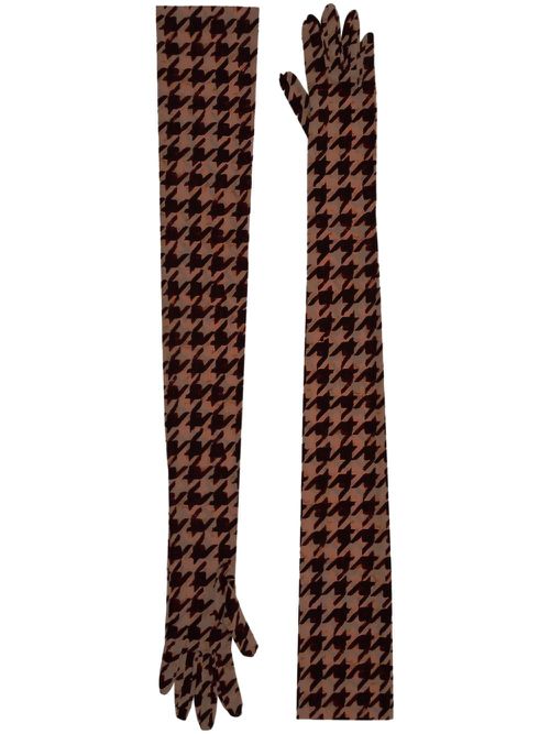 Houndstooth-pattern gloves - Brown