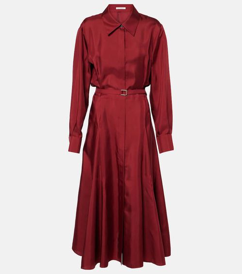 Riko belted silk twill shirt dress