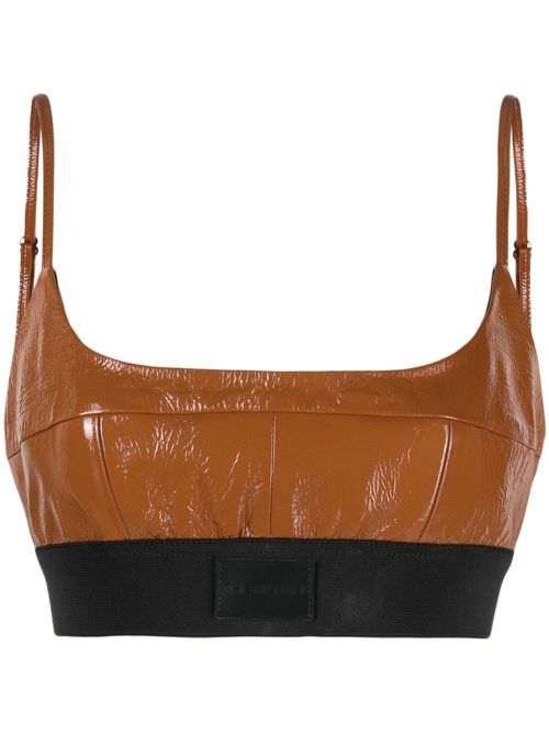 Catalina cropped leather top - Brown