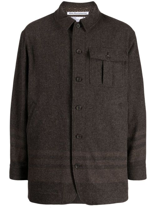 Classic-collar button-up jacket - Grey