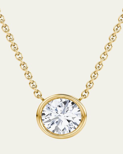 Round Bezel-Cut Lab Grown Diamond Solitaire Necklace, 0.75tcw