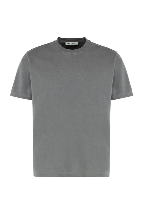 Boxy Crew Neck Cotton T-Shirt — Gray