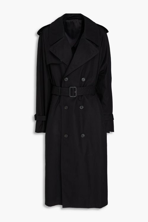 Belted cotton-gabardine trench coat - Black - XL
