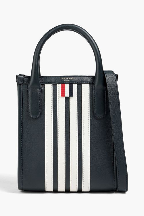 Striped leather tote - Blue - OneSize