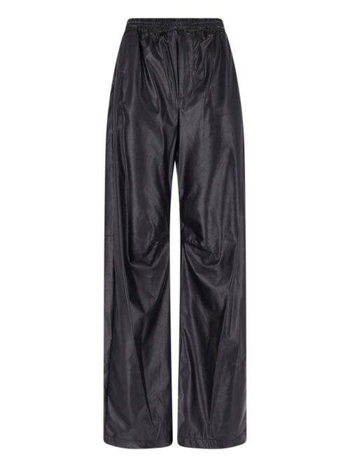 MM6-Style Draped Viscose Trousers with Coated Finish