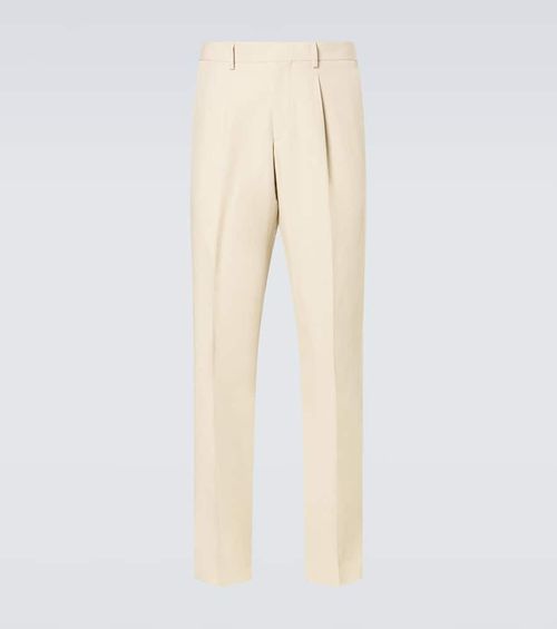 Linen, cotton, and silk straight pants