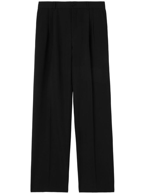 Wide-leg pleated trousers - Black