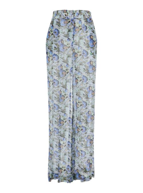 Floral-Print Viscose Trousers — Blue
