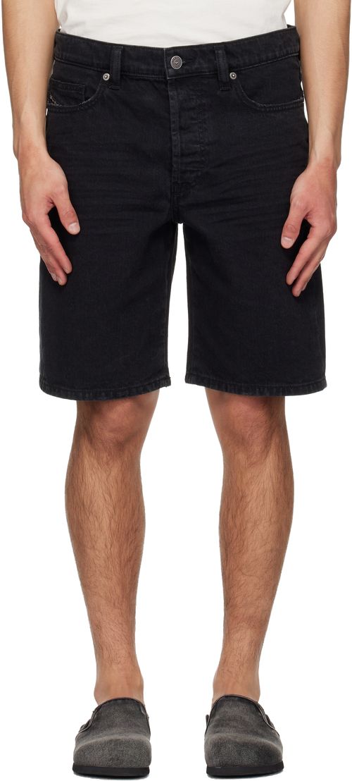 Black Regular-Short Denim Shorts