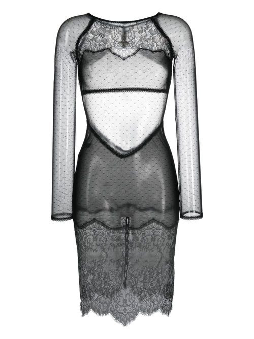 Inspiration Divine floral-lace dress - Black