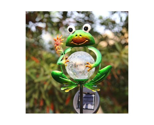 Frog Solar Lights Outdoor Garden Decorative, Solar Frog Outdoor Decor for Garden, Auto On/Off Solar Powered Stake Lights for Christmas Pathway