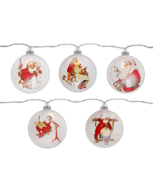 Northlight Set of 5 Glass Norman Rockwell Christmas Disc Lights