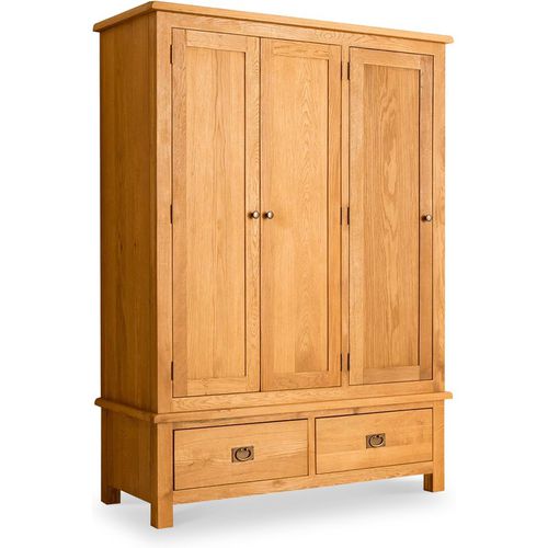 Lanner Oak Triple Wardrobe with Drawers | Roseland