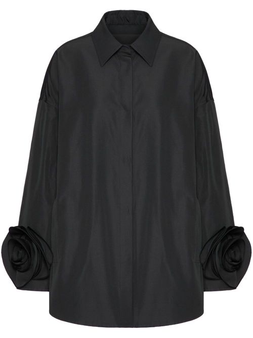 Floral detailed shirt dress - Black