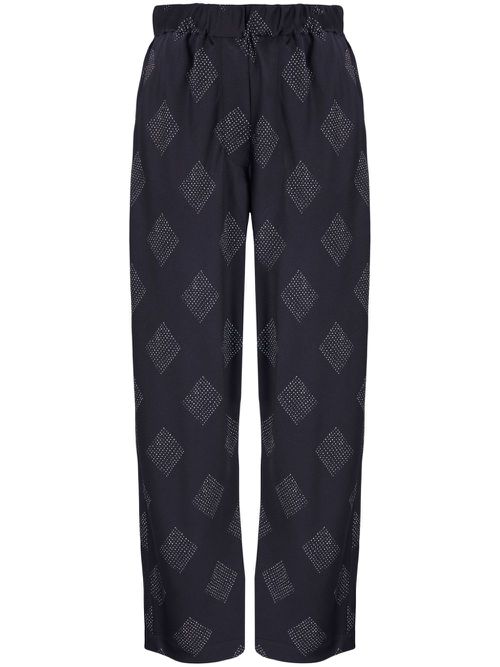 Diamond-print straight-leg trousers - Black
