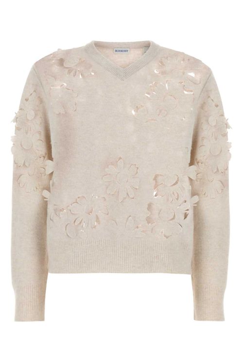 Cutout Wool Sweater — Beige