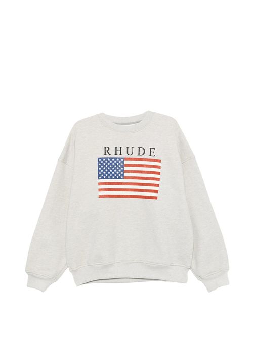 Men's Round Neck Cotton Sweatshirt with Ribbed Hems & Printed Front Panel
