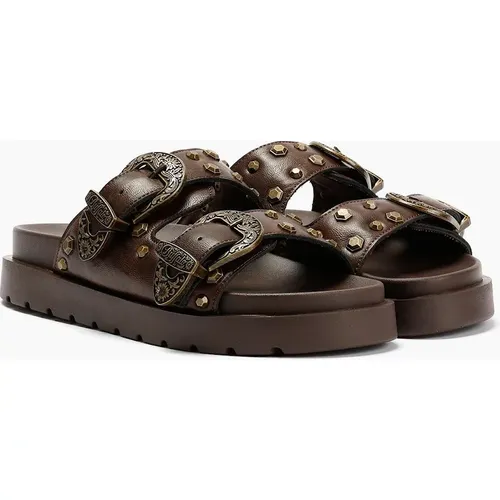 Women's Buffalo Raya Ari West Leather Women's Brown Sanda
