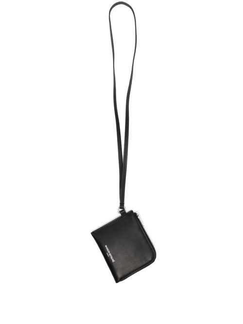 Logo-print leather wallet - Black