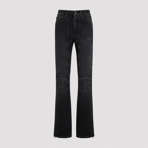 Denim Jeans with Lacing and Knee Bonding Detail