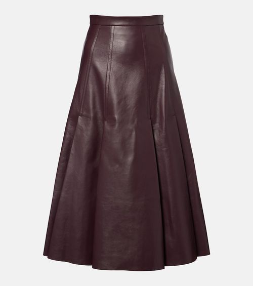 Kensie high-rise leather midi skirt
