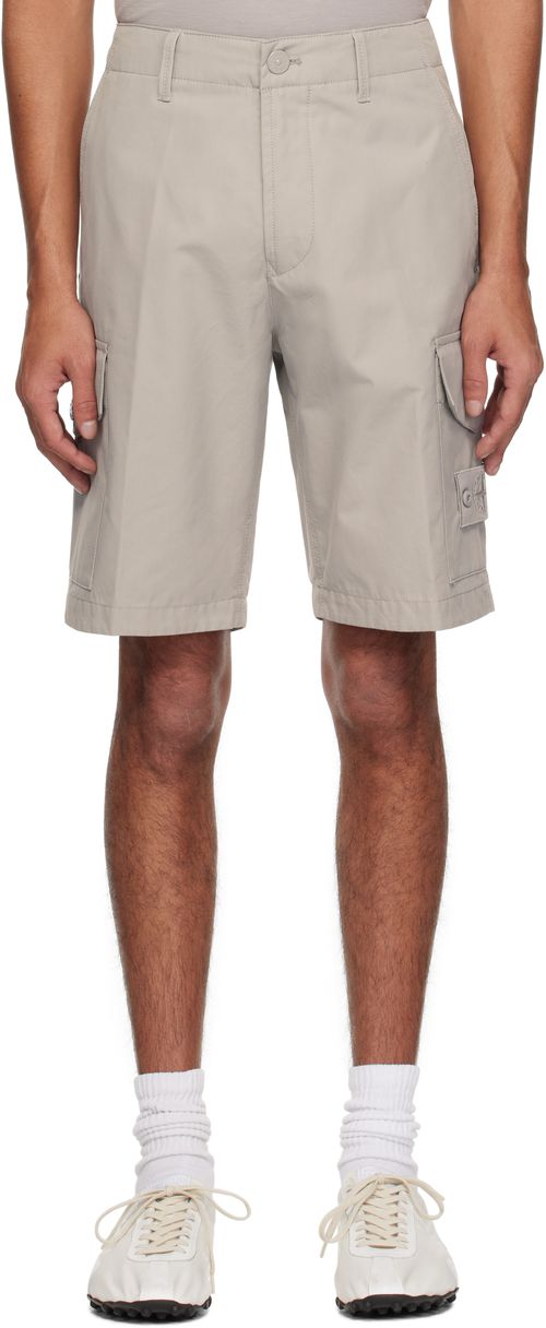 Stone Island Gray Weatherproof Cotton Canvas Ghost Shorts