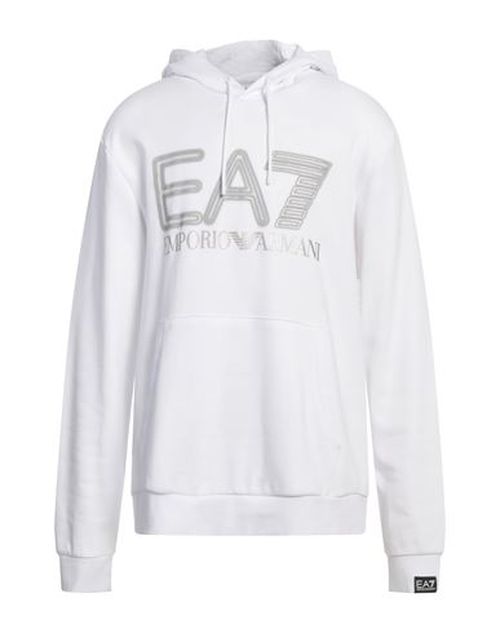 Ea7 Man Sweatshirt White Size S Cotton, Elastane