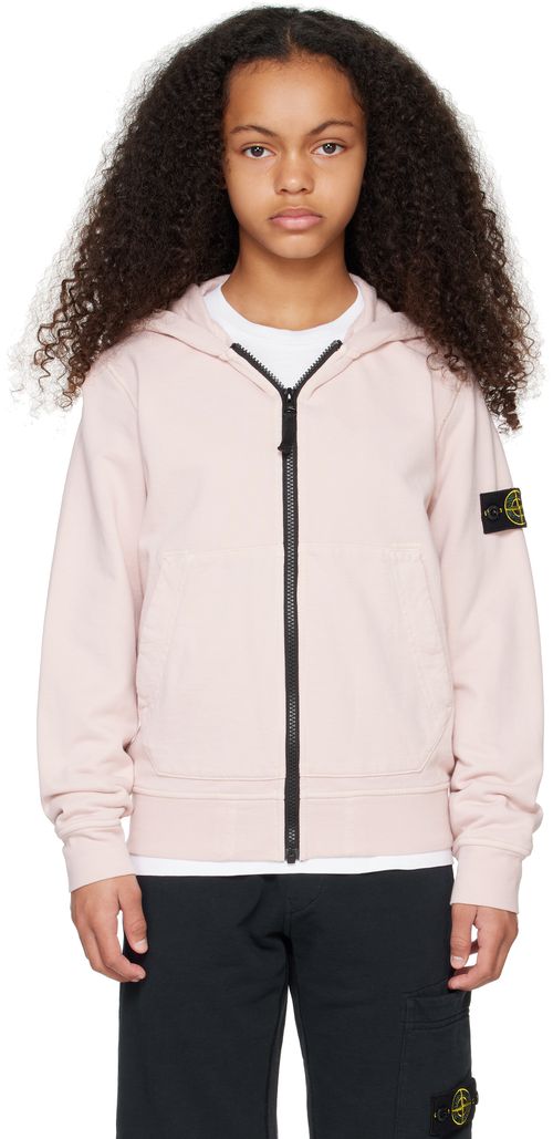 Stone Island Junior Kids Pink 60720 Organic Cotton Hoodie