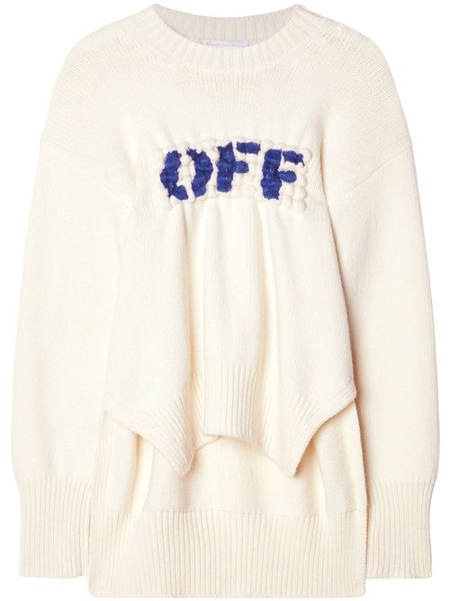 OFF-logo wool jumper - Neutrals