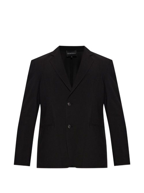 Single-Breasted Notched Lapel Blazer — Black