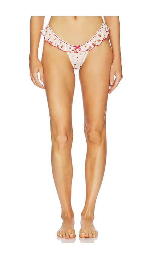 For Love & Lemons Leah Thong Panty in Cream. - L also in M, S