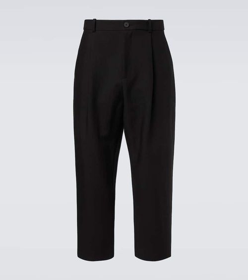 Tuck cotton-blend tapered pants