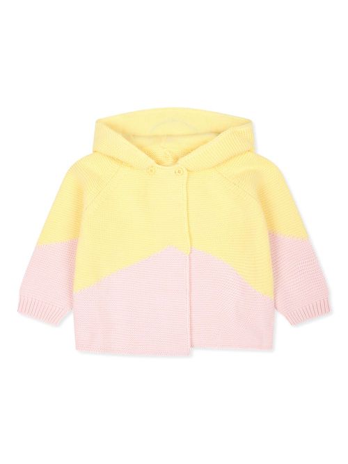Smiley organic-cotton hooded cardigan - Yellow