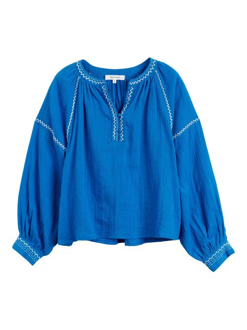 St. Tropez embroidered-detail blouse - Blue