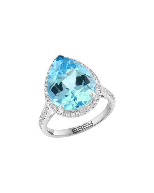 Silver 8.00 Ct. Tw. Sky Blue Topaz, Zircon Ring