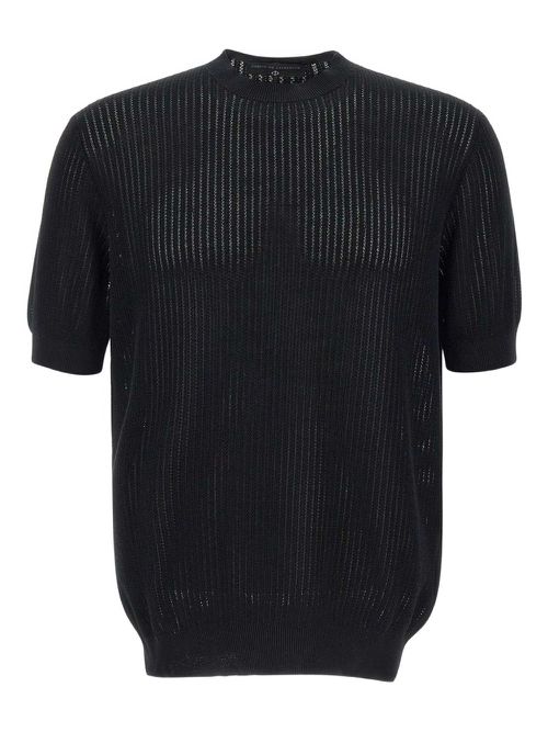 Ribbed short-sleeve T-shirt - Black
