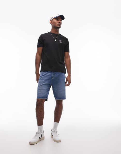 Isaac relaxed denim shorts in dark wash-Blue