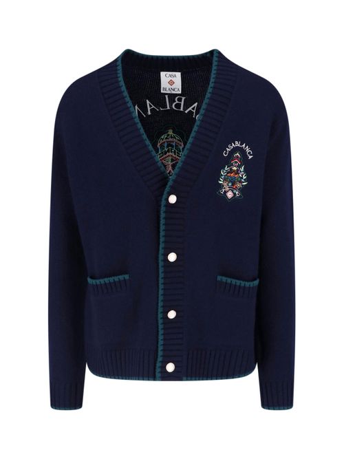 Men's Wool-Cashmere Sweater with Hotel Emblem Detail