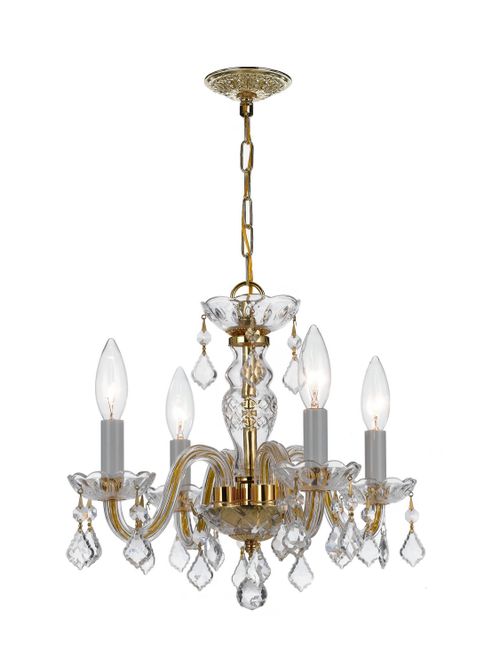 Polished Brass Four Light Mini Chandelier from the Traditional Crystal Collection
