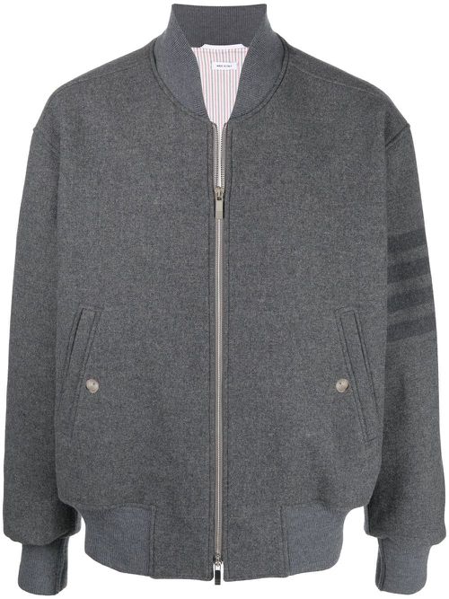 4-Bar stripe oversized bomber jacket - Grey